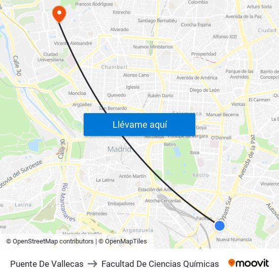 Puente De Vallecas to Facultad De Ciencias Químicas map