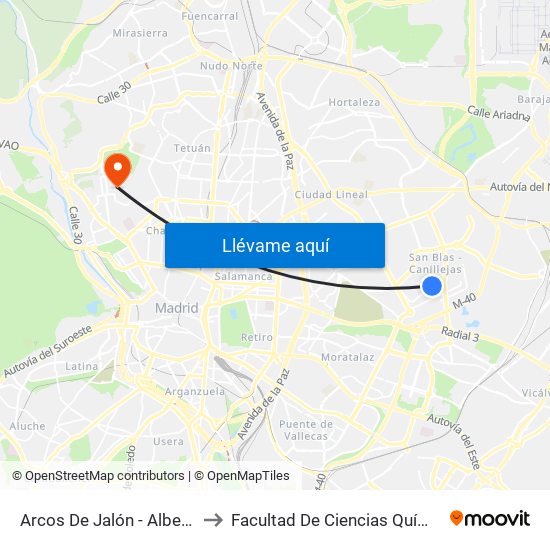 Arcos De Jalón - Albericia to Facultad De Ciencias Químicas map