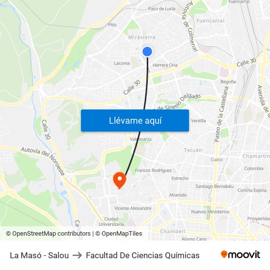 La Masó - Salou to Facultad De Ciencias Químicas map
