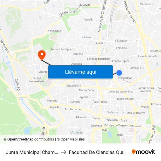 Junta Municipal Chamartín to Facultad De Ciencias Químicas map
