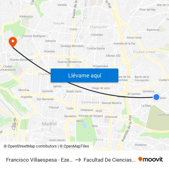 Francisco Villaespesa - Ezequiel Solana to Facultad De Ciencias Químicas map