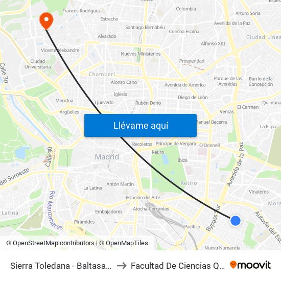 Sierra Toledana - Baltasar Santos to Facultad De Ciencias Químicas map