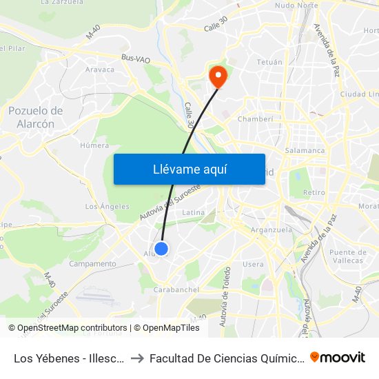 Los Yébenes - Illescas to Facultad De Ciencias Químicas map
