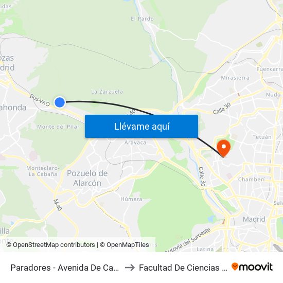 Paradores - Avenida De Casaquemada to Facultad De Ciencias Químicas map