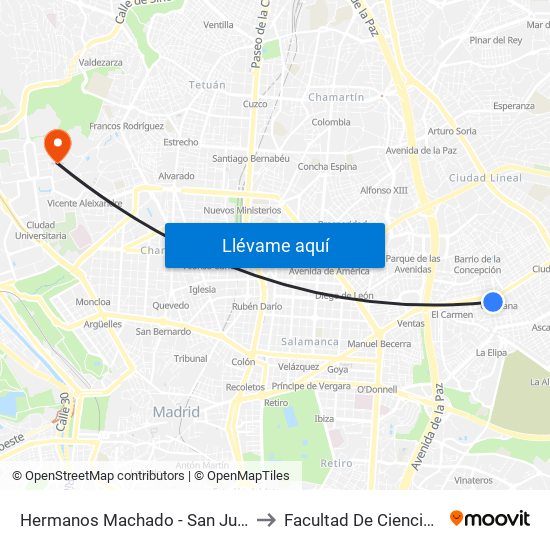 Hermanos Machado - San Juan De La Cuesta to Facultad De Ciencias Químicas map