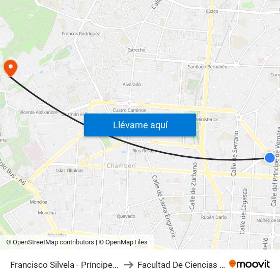 Francisco Silvela - Príncipe De Vergara to Facultad De Ciencias Químicas map