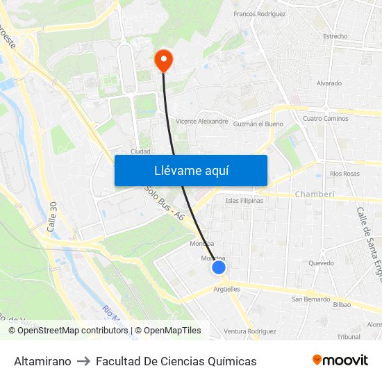 Altamirano to Facultad De Ciencias Químicas map