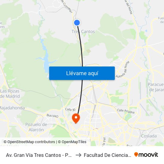 Av. Gran Vía Tres Cantos - Pza. Hoya Tocón to Facultad De Ciencias Químicas map