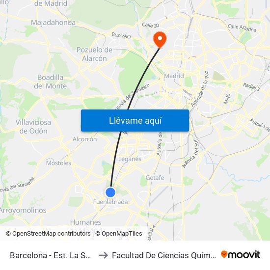 Barcelona - Est. La Serna to Facultad De Ciencias Químicas map