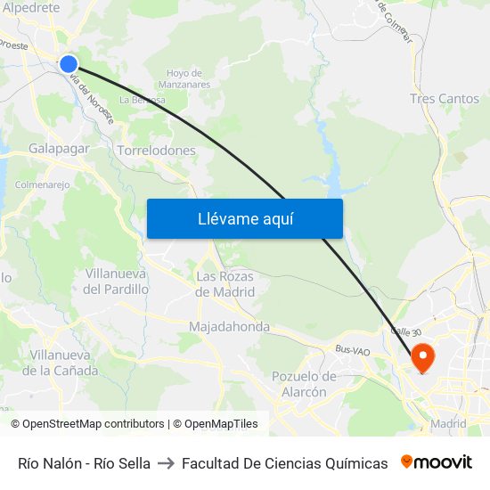 Río Nalón - Río Sella to Facultad De Ciencias Químicas map