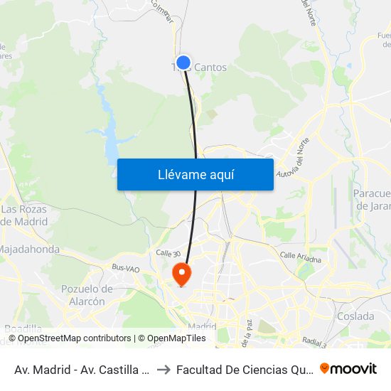 Av. Madrid - Av. Castilla Y León to Facultad De Ciencias Químicas map
