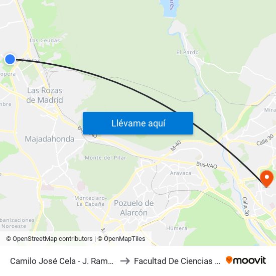 Camilo José Cela - J. Ramón Jiménez to Facultad De Ciencias Químicas map