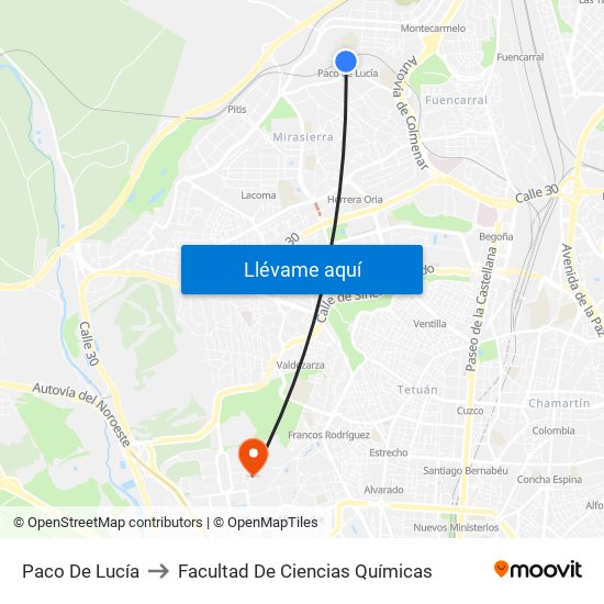 Paco De Lucía to Facultad De Ciencias Químicas map