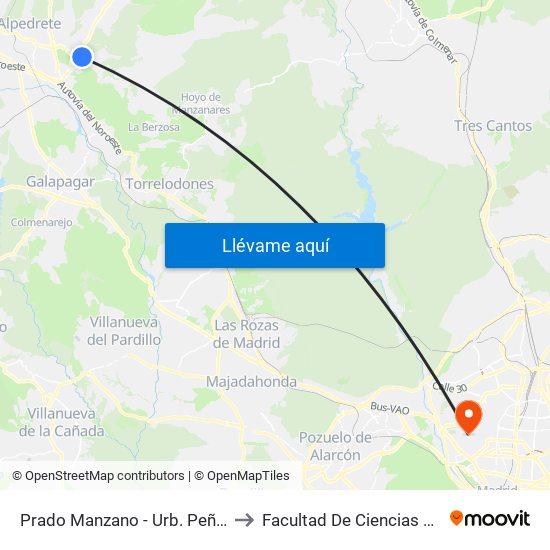 Prado Manzano - Urb. Peñanevada I to Facultad De Ciencias Químicas map