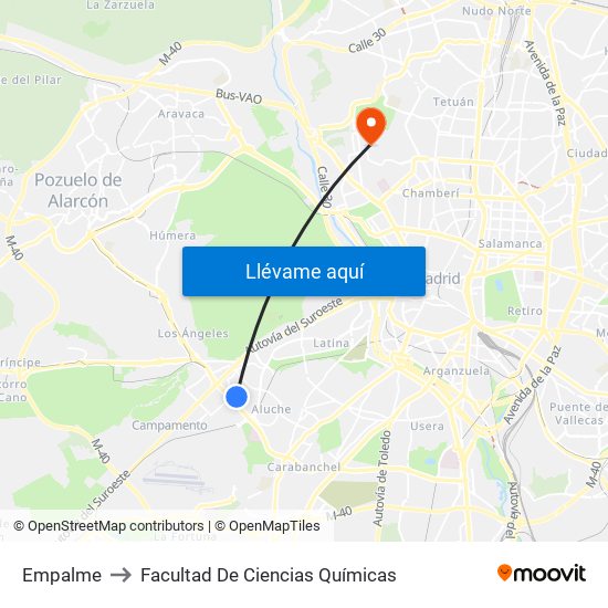 Empalme to Facultad De Ciencias Químicas map