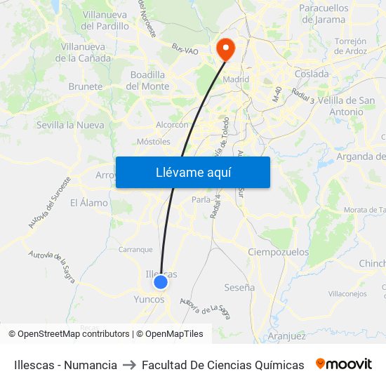 Illescas - Numancia to Facultad De Ciencias Químicas map