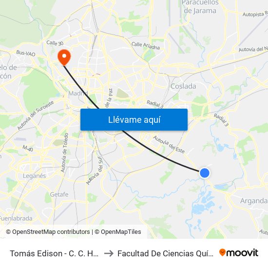 Tomás Edison - C. C. H2ocio to Facultad De Ciencias Químicas map