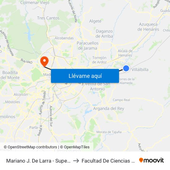 Mariano J. De Larra - Supermercado to Facultad De Ciencias Químicas map