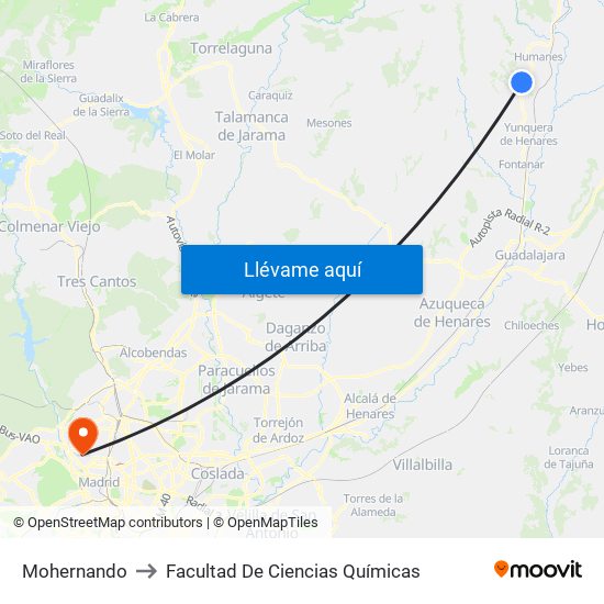 Mohernando to Facultad De Ciencias Químicas map