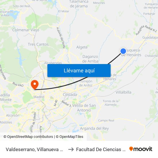 Valdeserrano, Villanueva De La Torre to Facultad De Ciencias Químicas map