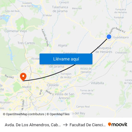 Avda. De Los Almendros, Cabanillas Del Campo to Facultad De Ciencias Químicas map