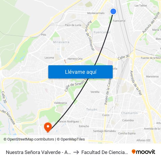 Nuestra Señora Valverde - Alonso Quijano to Facultad De Ciencias Químicas map