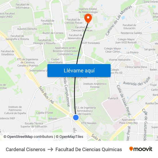 Cardenal Cisneros to Facultad De Ciencias Químicas map