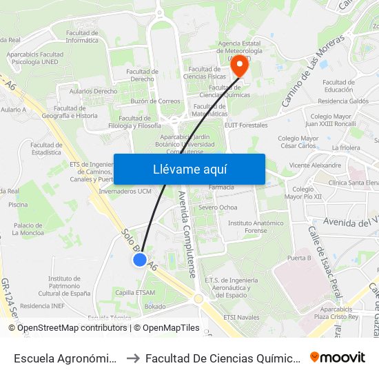 Escuela Agronómica to Facultad De Ciencias Químicas map