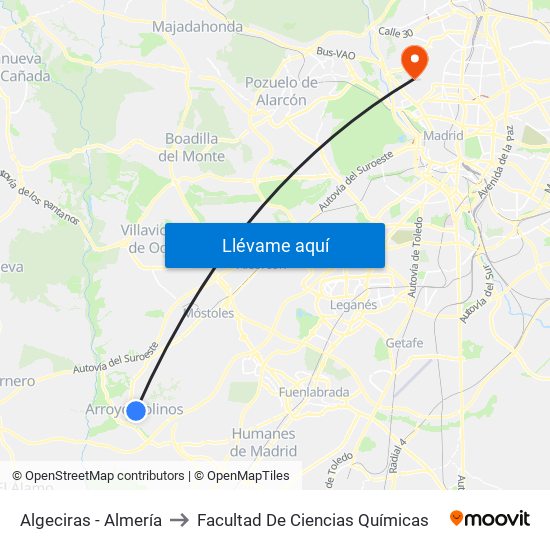 Algeciras - Almería to Facultad De Ciencias Químicas map