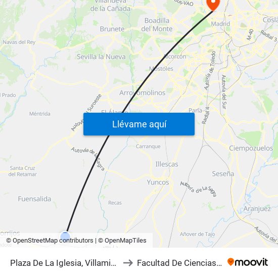 Plaza De La Iglesia, Villamiel De Toledo to Facultad De Ciencias Químicas map