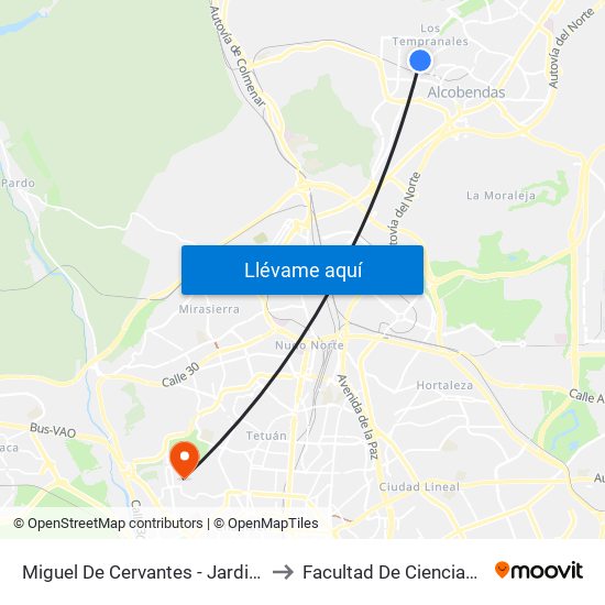 Miguel De Cervantes - Jardines Memoria to Facultad De Ciencias Químicas map