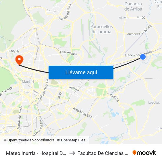 Mateo Inurria - Hospital De Torrejón to Facultad De Ciencias Químicas map