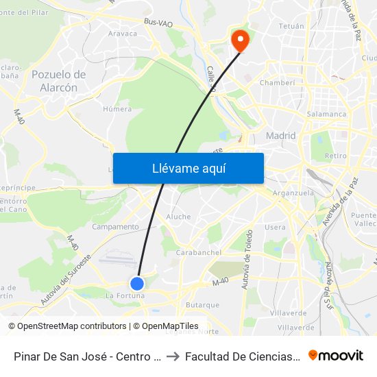 Pinar De San José - Centro De Acogida to Facultad De Ciencias Químicas map