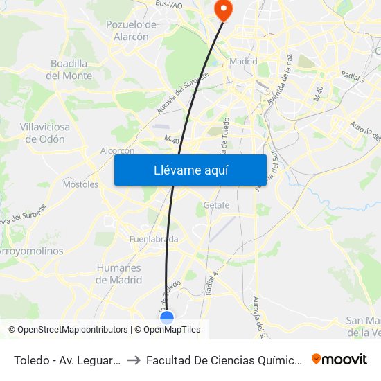 Toledo - Av. Leguario to Facultad De Ciencias Químicas map
