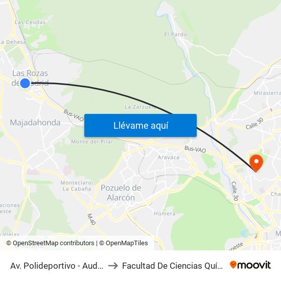 Av. Polideportivo - Auditorio to Facultad De Ciencias Químicas map