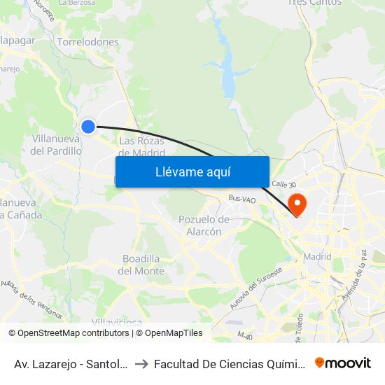 Av. Lazarejo - Santolina to Facultad De Ciencias Químicas map