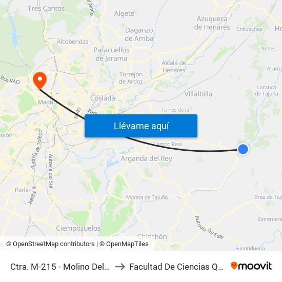 Ctra. M-215 - Molino Del Puente to Facultad De Ciencias Químicas map