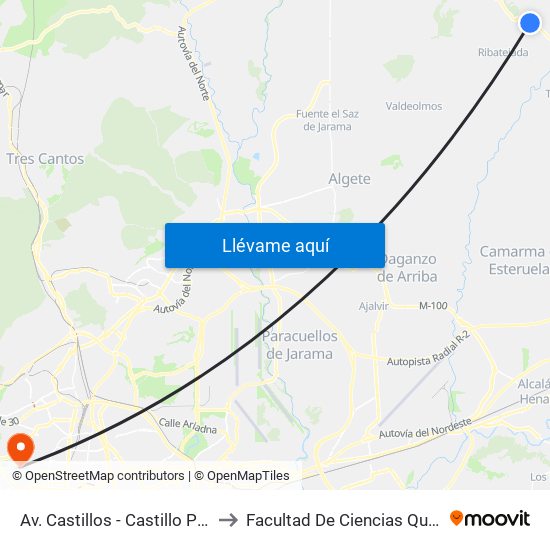 Av. Castillos - Castillo Peñafiel to Facultad De Ciencias Químicas map