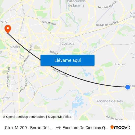 Ctra. M-209 - Barrio De La Virgen to Facultad De Ciencias Químicas map