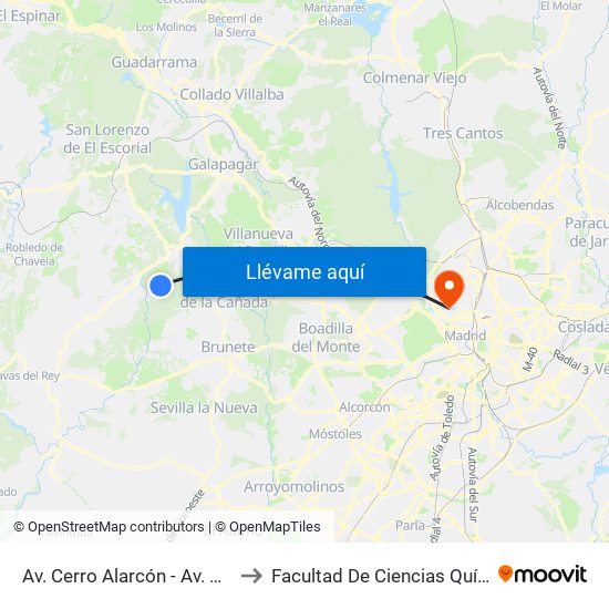 Av. Cerro Alarcón - Av. Madrid to Facultad De Ciencias Químicas map