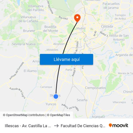 Illescas - Av. Castilla La Mancha to Facultad De Ciencias Químicas map