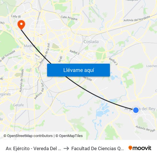 Av. Ejército - Vereda Del Melero to Facultad De Ciencias Químicas map