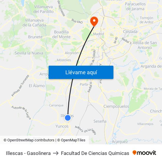 Illescas - Gasolinera to Facultad De Ciencias Químicas map