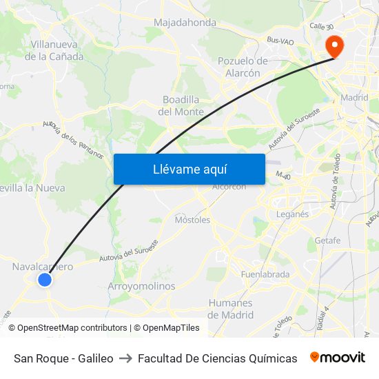 San Roque - Galileo to Facultad De Ciencias Químicas map