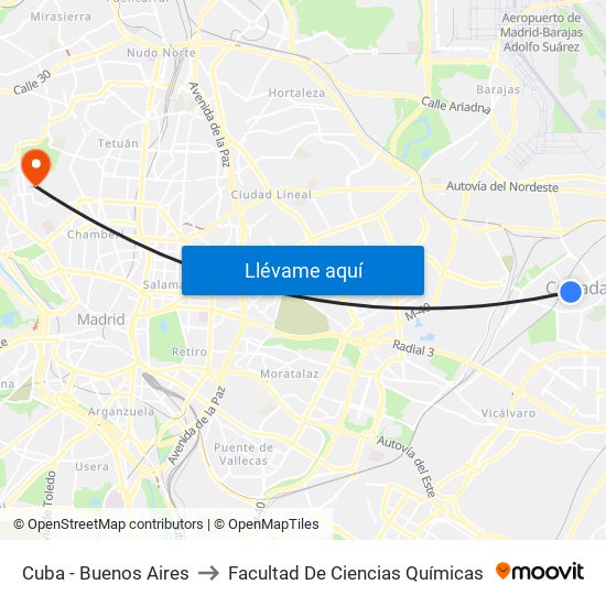 Cuba - Buenos Aires to Facultad De Ciencias Químicas map