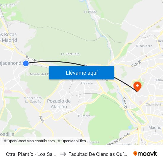 Ctra. Plantío - Los Sauces to Facultad De Ciencias Químicas map