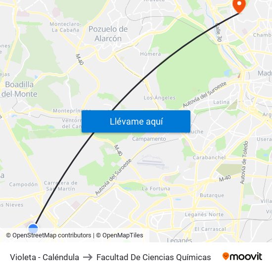 Violeta - Caléndula to Facultad De Ciencias Químicas map
