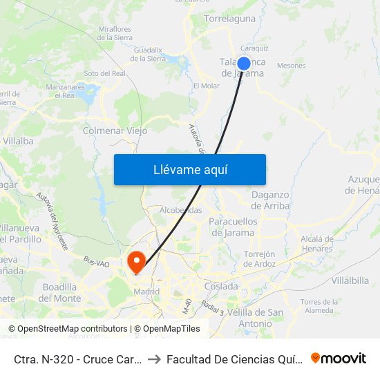 Ctra. N-320 - Cruce Caraquiz to Facultad De Ciencias Químicas map