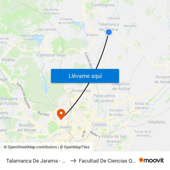 Talamanca Del Jarama - Escuelas to Facultad De Ciencias Químicas map
