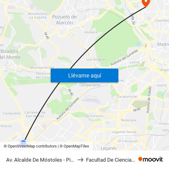 Av. Alcalde De Móstoles - Pintor Velázquez to Facultad De Ciencias Químicas map